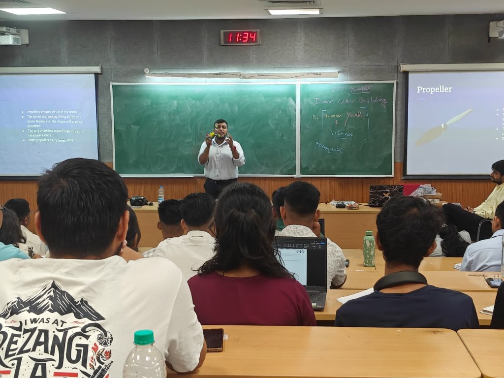 Drone components being demonstrated to participants at an IIT Guwahati workshop
